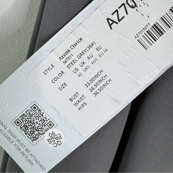 NWT AZAZIE Bridesmaid Clarice Steel Grey Halter Chiffon Dress Open Back Size 2 - Picture 9 of 10